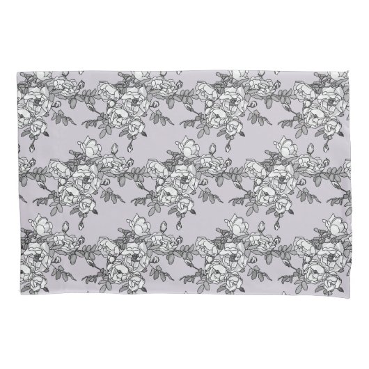 パウダ色彩の鮮やかーピンクの白いバラ 枕カバー (正面)