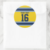 パウパーソナライズされたォーダーブルーと金ゴールドスポーツストライプ ラウンドシール (バッグ)