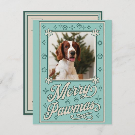 パウメリーマスペットフォトクリスマスホリデーカード シーズンポストカード (正面/裏面)