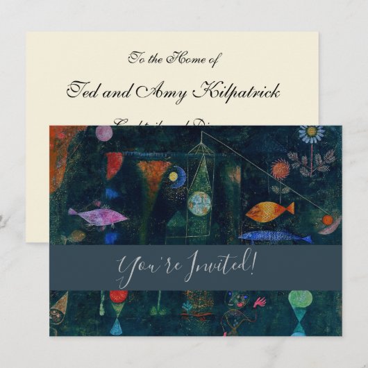 パウル・クレー抽象画「フィッシュ・マジック」 グラフィックアート 招待状 (正面/裏面)