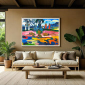 パウロ・ゴーギャンの神の日(マハナの花) ポスター