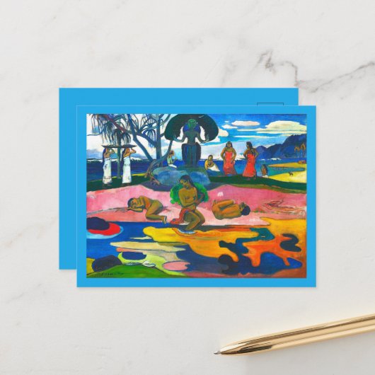 パウロ・ゴーギャンの神の日（マハナの花） ポストカード (正面/裏面インサイチュ)