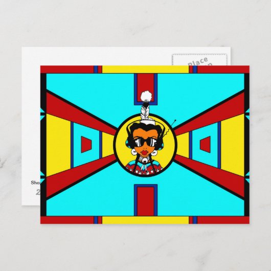 パウワガール – ベアドワークデザイン ポストカード (正面/裏面)