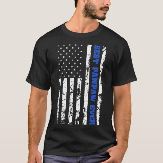パウ最高のパー・エバー米国ヴィンテージ国旗の愛国的な祖父 Tシャツ (正面)