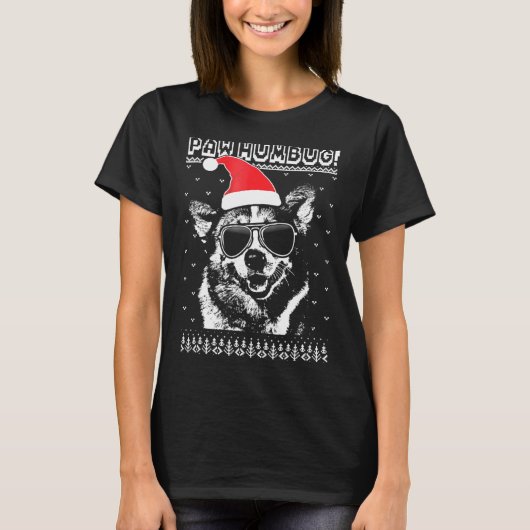 パウ・ハンブグ・コーギー・反クリスマス Tシャツ (正面)