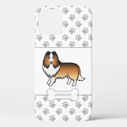 パウ・犬の骨・名前入りサブルー・シェルティ Case-Mate iPhoneケース (裏面)