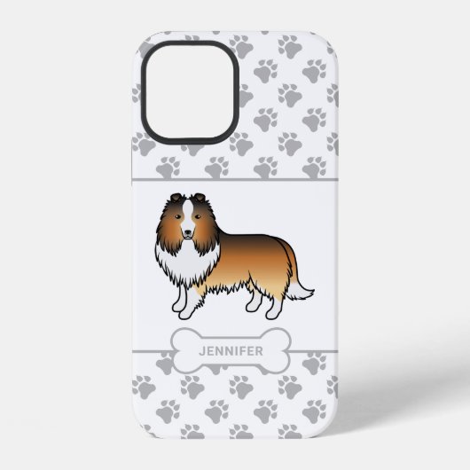 パウ・犬の骨・名前入りサブルー・シェルティ iPhoneケース (裏面)