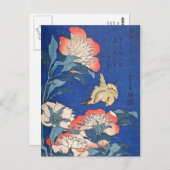 パエオニア・ラクチフローラと大西洋カナリア(北斎) ポストカード (正面/裏面)