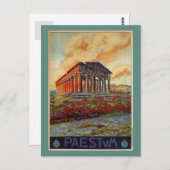 パエストム古代ギリシャの寺のイタリアン旅行の広告 ポストカード (正面/裏面)