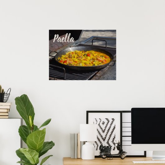 パエリアはシェフのグリルギフトで調理される ポスター (ホームオフィス)