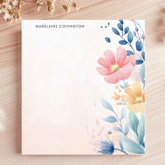 パエレガントステルかわいらしフローラパーソナライズされた名 ノートパッド