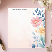 パエレガントステルかわいらしフローラパーソナライズされた名 ノートパッド
