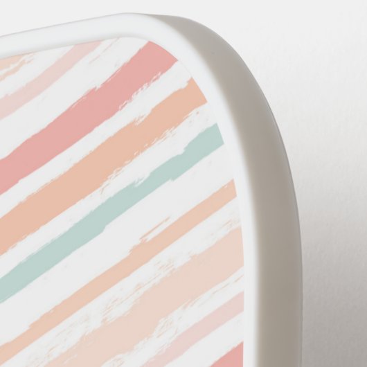 パエレガントステルガーリーウォーター色ストライプのカスタム ピックルボールラケット (左詳細)