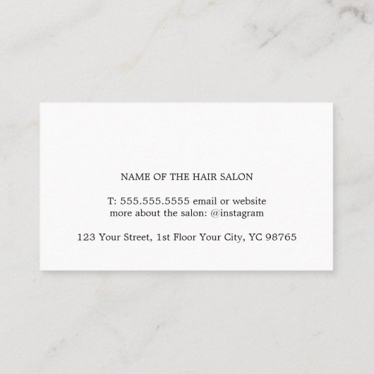 パエレガントステルスタイリッシュホワイトはっきりしたヘア 名刺 (裏面)