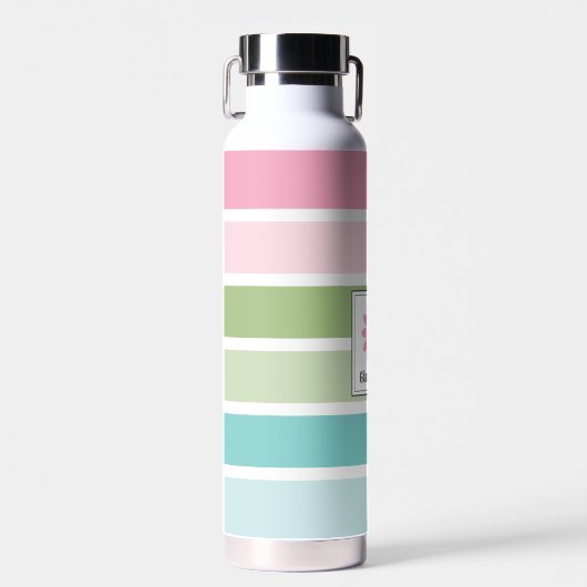 パエレガントステルストライプフローラモノグラムの ウォーターボトル (正面)