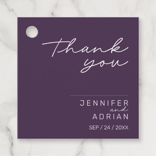 パエレガントステルミニマルパープルサンキュー結婚のFa フェイバータグ (正面)