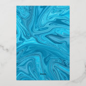 パエレガントステルモダンブルー抽象芸術結婚ズシルバー 箔招待状 (裏面)