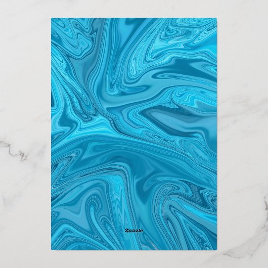 パエレガントステルモダンブルー抽象芸術結婚ズシルバー 箔招待状 (裏面)