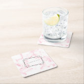 パエレガントスモダンテルピンクと白フェイク大理石 スクエアペーパーコースター (インサイチュ)