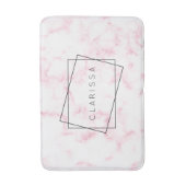 パエレガントスモダンテルピンクと白フェイク大理石 バスマット (正面縦)