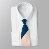 パエレガントモダンステル桃ネイビーブルー色ブロック ネクタイ (タイ)