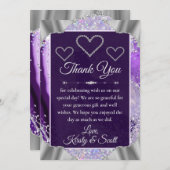 パエレガントープルホフェイクログリッターアゲ結婚ート サンキューカード (正面/裏面)