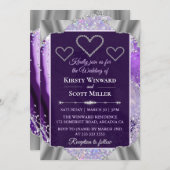 パエレガントープルホフェイクログリッターアゲ結婚ート 招待状 (正面/裏面)