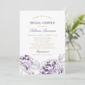 パエレガントープル金ゴールド結婚牡丹ブライダルシャワー 招待状 (スタンド正面)