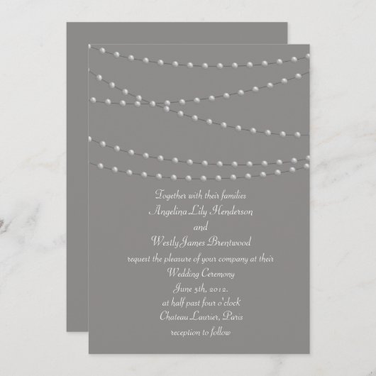 パエレガントールズオングレー結婚式招待状 招待状 (正面/裏面)