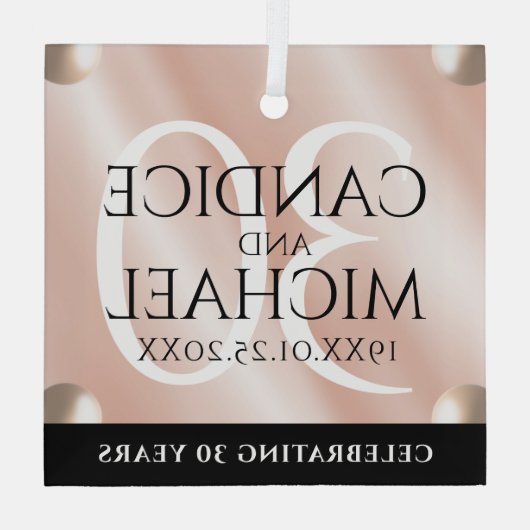 パエレガントール30結婚周年お祝い ガラスオーナメント (裏面)