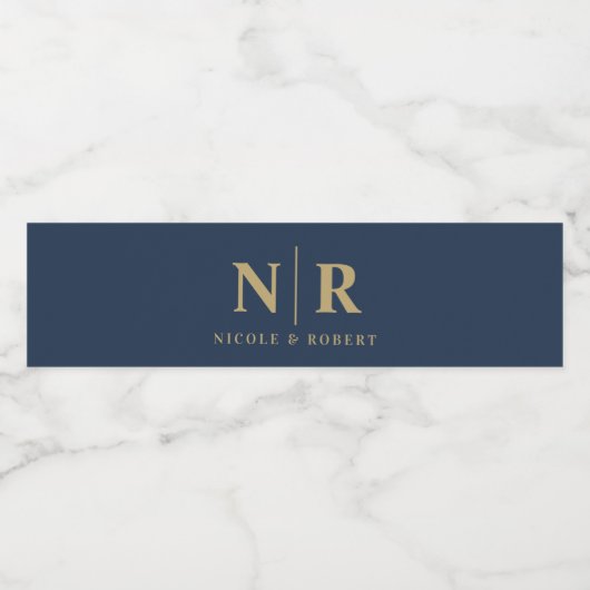 パエレガントー結婚ルのモノグラムパーソナライズされた ペットボトルラベル (シングルラベル)