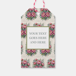 パオニアピンクの水彩画の花 ユーカリ ギフトタグ ギフトタグ