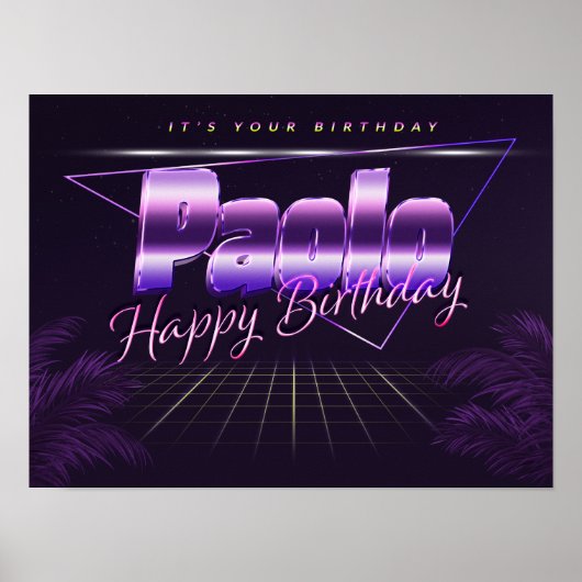 パオロの名前Vorname lila retroポスターGeburtstag ポスター (正面)