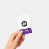 パカスタムープル会社ロゴ名タイトルバーコード バッジ (手持ち)