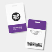 パカスタムープル会社ロゴ名タイトルバーコード バッジ (表裏)