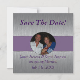 ·パカスタムープル&シルバーが日付磁石を節約 マグネット招待状