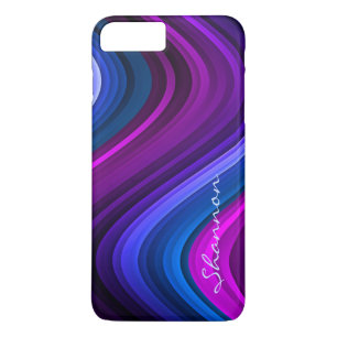 パカスタムープル/ブルー抽象芸術波iPhone 7ケース iPhone 8 Plus/7 Plusケース