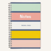 パカラフルステルモノグラムのフルネーム注記 ノートブック (正面)