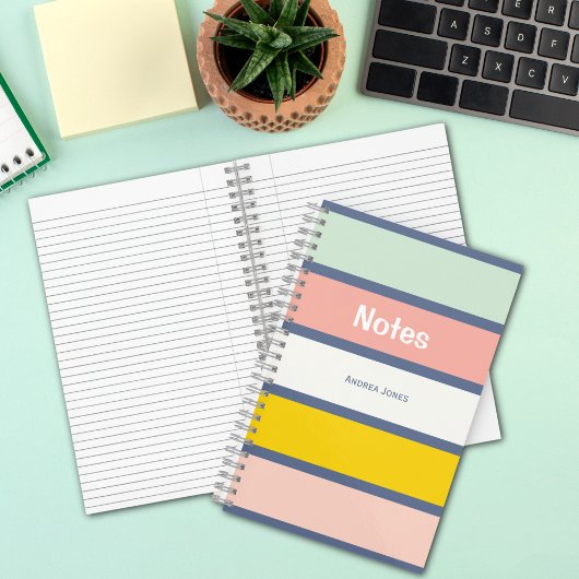 パカラフルステルモノグラムのフルネーム注記 ノートブック