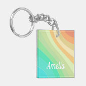 パカラフルステル波のパタパーソナライズされたーン キーホルダー (正面左)