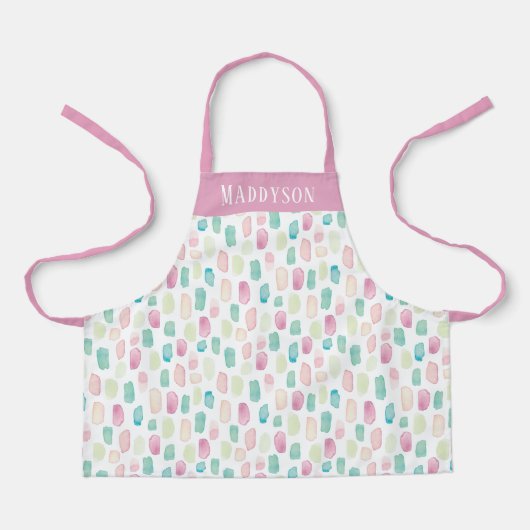 パカラフルステル絵を描ストローパターンプリント エプロン (正面)