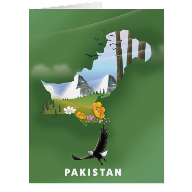 パキスタンのイラスト入りの旅行地図 (正面)
