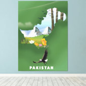 パキスタンのイラスト入りの旅行地図 キャンバスプリント (インサイチュ (ウッドフロア))