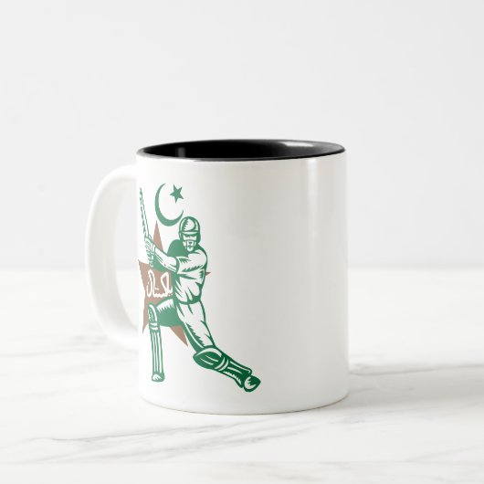 パキスタンのコオロギのチームTシャツはジャージーに送風します ツートーンマグカップ (正面左)