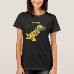 パキスタンのシンボル文化と土地の地図 Tシャツ