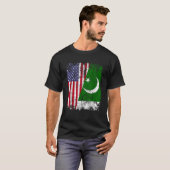 パキスタンのルーツハーフアメリカ国旗PAKISTAN T Shir Tシャツ (正面フル)