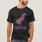 パキスタンの地図とパキスタンのトラック芸術の模様 Tシャツ (正面)