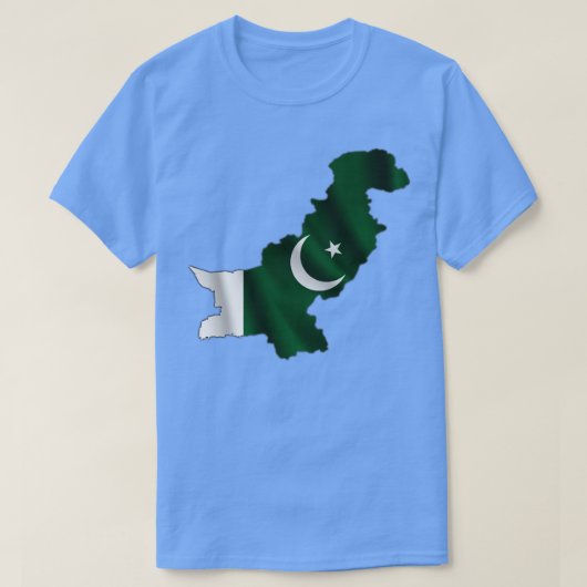 パキスタンの地図の中のパキスタンの波状国旗 Tシャツ (デザイン正面)