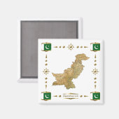 パキスタンの地図+フラッグマグネット マグネット (正面/裏面)