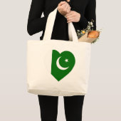 パキスタンの旗のハート ラージトートバッグ (正面(商品))